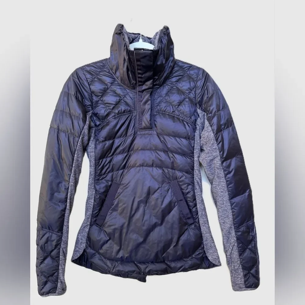 Lululemon Down For a Run Pullover Puffer Jacket dark blue Purple Medium 6 Or 8